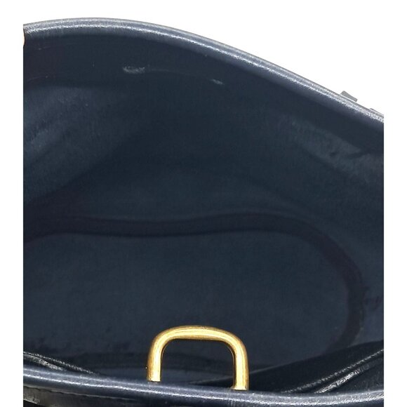 Vintage Dooney & Bourke Bag AWL Navy Blue Pebbled Leather Bucket Tote Shoulder B - Picture 11 of 15